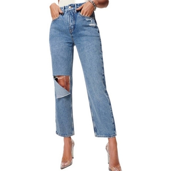 Good American 90's Duster Straight Leg Jeans - Picture 1 of 15